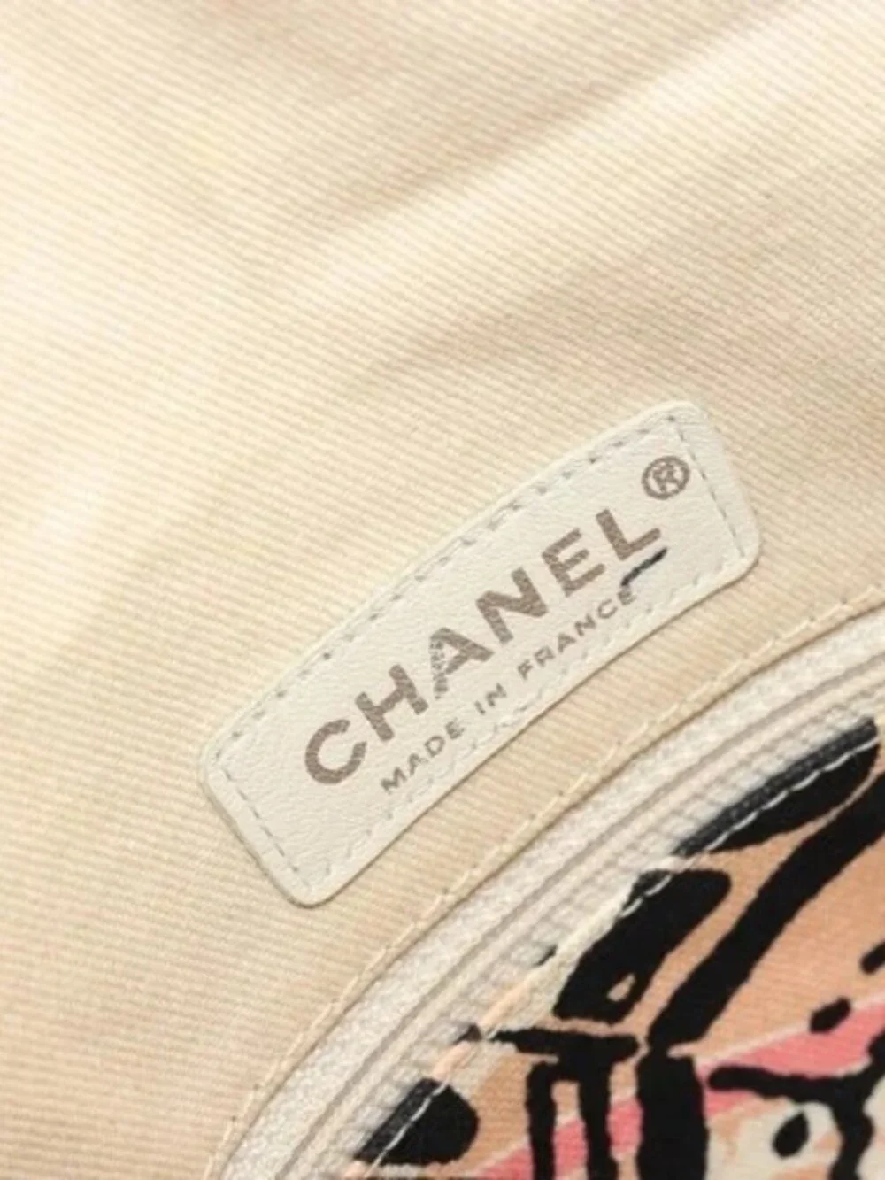 CHANEL Cruise Line Hand Bag Canvas Beige Silver CC Auth 176918